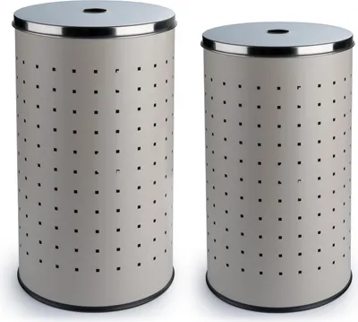 Produktbild von Wäschesammler-Set 2-teilig - Greige - Edelstahl - 37 Liter - 54 Liter