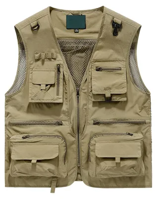 Produktbild von Atmungsaktive, ärmellose Segelweste mit mehreren Taschen, Khaki, Größe XL