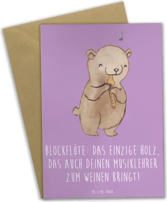 Produktbild von Mr. & Mrs. Panda firmungskarte Blockflöte Humor - Lavendeltraum - Geschenk, Altblockflöte, Instrument, Glückwunschkarte, Musikschule, einladungskarten, Musik, Lernen