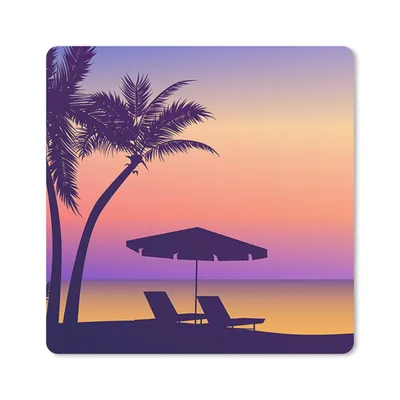 Produktbild von MuchoWow® Mauspad Mousepad Strandkorb - Sonnenschirm - Nacht - Zeichnung 30x30 cm - Mousepads - Maus Mat - Pad - Mausunterlage - Gaming