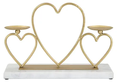 Obrázok produktu pre Mauro Ferretti Sviečok Srdcia na 2 sviečky Zlatý 30x9x20 cm