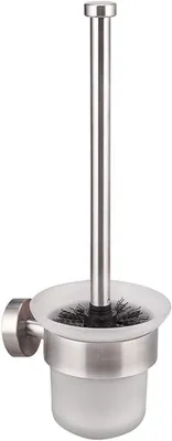 Produktbild von Dailyart Klobürste Wandmontage WC Bürstengarnitur Edelstahl and Glas Silber | Toilettenbürste Ohne Bohren, Selbstklebender, Inkl. Ersatzbürste, Klobürstenhalter mit Halter, für Bad und WC