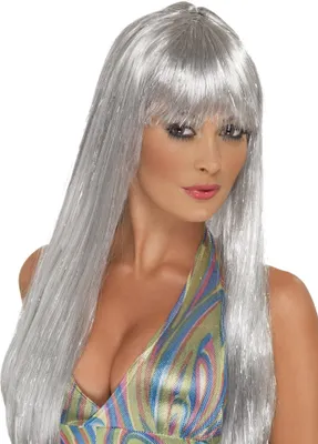 Produktbild von Disco Glitter Kostüm Perücke silber Fasching Karneval