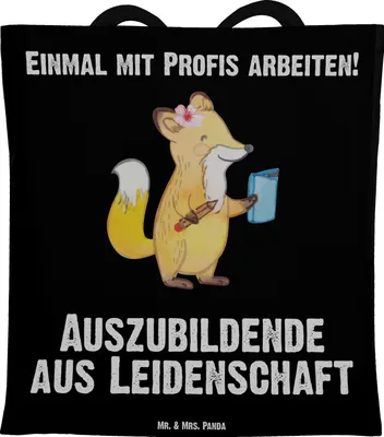 Produktbild von Mr. & Mrs. Panda Tote Bag Auszubildende Leidenschaft - Schwarz - Geschenk, Spruch, Azubine, Witzig, Jutebeutel, Tasche, totebag, Lustig, Laptoptasche, Unitasche
