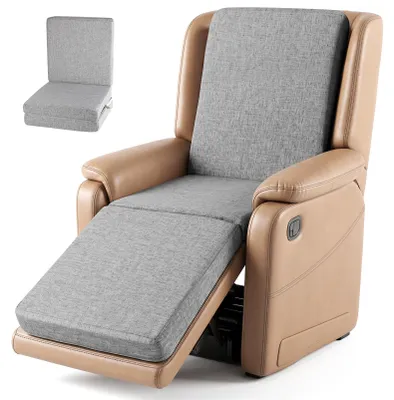 3-in-1-Fauteuilkissen mit Rückenlehne und Fußstütze, Schaum, Grau