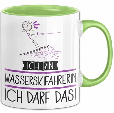 Produktbild von Geschenk für Wasserskifahrerin Tasse Lustige Geschenkidee Geburtstag Ich Bin Wasserskifahrerin Ich Darf Das (Grün)