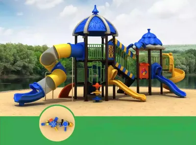 Produktbild von Kinderhaus Turm Spielhaus Spielplatz Spielturm mit Rutsche Outdoor