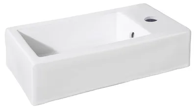 Productafbeelding van Differnz Hura L Fontein - Toiletfontein van Keramiek - Rechthoekig Model voor Badkamer of Toilet - Voor Muurbevestiging - Met 1 Kraangat - Afmetingen 40 x 22 x 11,5 cm - Kleur Wit