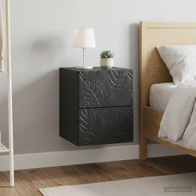 Immagine prodotto di Maison Exclusive - Due comodini da parete, colore nero, dimensioni 34,5 x 33 x 40 cm