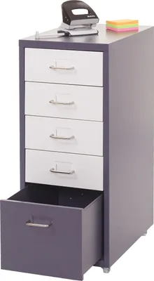 Produktbild von Rollcontainer Preston T851, Schubladenschrank Stahlschrank, 69x28x41cm 5 Schubladen  dunkelgrau weiß-dunkelgrau
