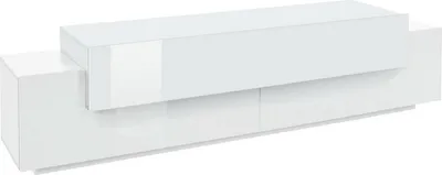 Produktbild von Fernsehschrank Dmirand, Niedriges Sideboard für Wohnzimmer, Sockel für TV-Möbel, 100 %  Italy, cm 200 x 45 h 52, glänzend und matt weiß