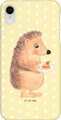 Produktbild von Mr. & Mrs. Panda Iphone XR Handyhülle Igel Kuchenstück - Gelb Pastell - Geschenk, Kuchen Backen, Lustige Sprüche, Premium Kunststoff, Torte, Handy Case, Geburtstagskuchen