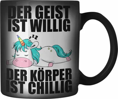 Produktbild von Trendation - Lustiger Einhorn Spruch Farbwechsel Zauber-Tasse Einhorn Mitarbeiterin Arbeitskollge Geschenk (Schwarz)