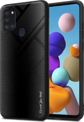 Immagine prodotto di Cadorabo custodia per Samsung Galaxy A21s custodia protettiva in nero custodia del telefono cellulare custodia TPU cover vetro temperato custodia