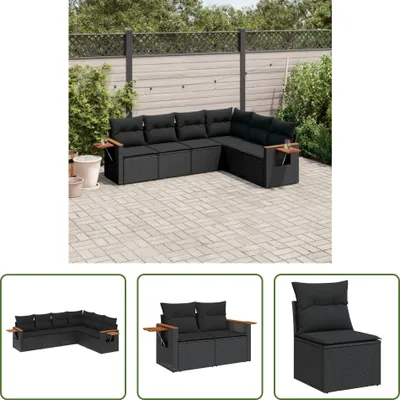 Produktbild von The Living Store 6-tlg. Garten-Sofagarnitur mit Kissen Schwarz Poly Rattan