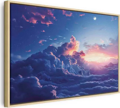 Produktbild von Italienischer Leinwand Leinwandbild - Night Concert in the Mountains: Clouds Illuminated by the Last Rays of the Sun 120x80 cm Muster b-H-10031-b-a