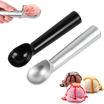Produktbild von 2 Stück Eisschaufel mit Antihaftbeschichtung, Anti-Frostschaufel, 18 cm Länge, Aluminium, schweres, langlebiges Design, Küchenscheibe für Gelato, Keksteig, Obst