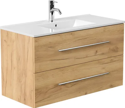 Produktbild von Badmöbel Waschplatz "Homeline 100" Eiche Gold