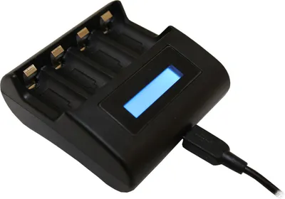Produktbild von Professor Optiken Ladegerät für CR123A Lithium-Ionen-Akkus für 4 Stück - jeder Kanal einzeln belegt - mit beleuchteter LCD-Anzeige