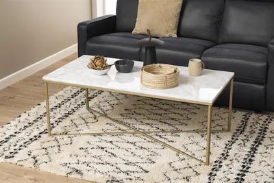 Produktbild von Couchtisch >Alisma< in weiss, Marmor - 120x46x60cm (BxHxT)