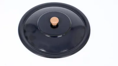 Produktbild von Deckel 27 cm schwarz emaillierter Stahl für Gulaschkessel 6 L mit Kunststoffgriff