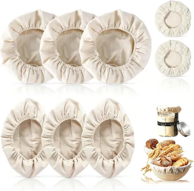 Imagen del producto de Kit de 8 piezas para hornear pan, hecho de lino, en diferentes tamaños, ideal para pan de masa madre