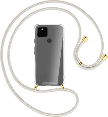 Produktbild von Handykette Backcover-Schutzhülle mit Band (Metall goldfarben) für Google Pixel 4a 5G - broken white