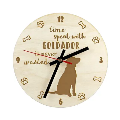 Image de Goldador horloge en contreplaqué plus grand Art-Dog