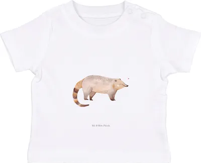 Produktbild von Mr. & Mrs. Panda Babyshirt Nasenbär 0. - 6. Monat - Weiß - Geschenk,  T-Shirt, Rüsselbär, Lustige Sprüche, Organic Baby Shirt, Kurzarmshirt, Bär, Nasenbären