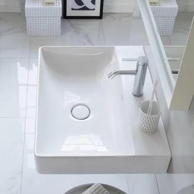 Zdjęcie produktu dla Duravit DuraSquare - Umywalka 500x470 mm, bez przelewu, bez otworu na baterię, DuraCeram, biała 2353500070