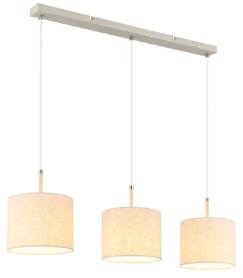 Produktbild von LED Hängeleuchte, DELEON, Sand, Textil, 3-flammig, H 120 cm