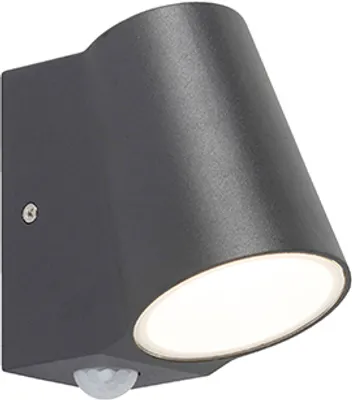 Produktbild von QAZQA - Modern Außenleuchte I Wandleuchte fur Außen I Gartenlampe I Gartenleuchte Anthrazit mit Bewegungssensor inkl. LED - Uma I Außenbeleuchtung - Aluminium Rund - I (nicht austauschbare) LED