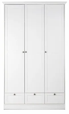Image de Armoire de chambre LANDWOOD 18, Blanc, 3 portes, 120 x 51 x 200 cm, 6 compartiments, 3 tiroirs