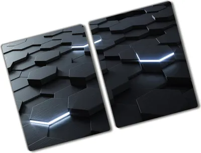 Produktbild von Tulup Glas Herdabdeckplatte - 2x40x52 cm - Glaskeramikkochfeld-Abdeckung Spritzschutz Glasabdeckplatte Kochplattenabdeckung und Schneidebrett - Zweiteilig - Kunst: modern & klassisch - Abstraktion - Schwarz