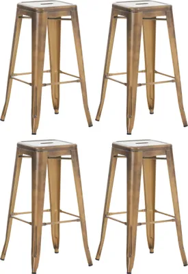 Produktbild von CLP 4er Set Barhocker Joshua aus Metall mit Fußstütze gold