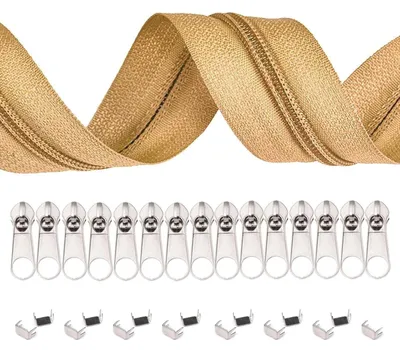 5m Endlos-Reißverschluss 3mm mit 10 Zippern und 15 Endstücke beige