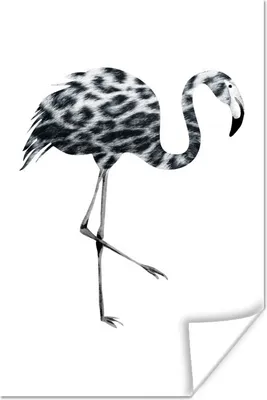 Produktbild von MuchoWow® Poster Flamingo - Schwarz und weiß - Pantherdruck 20x30 cm - Papierdruck