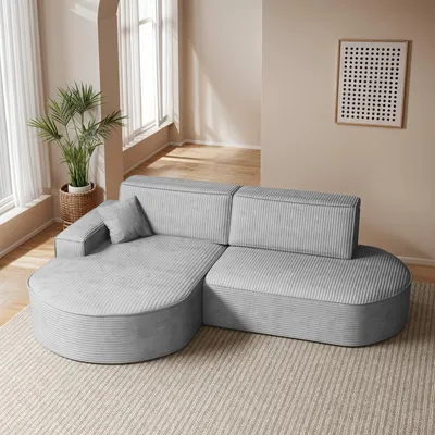 Produktbild von Kaiser Möbel Ecksofa Modena Pro mit Schlaffunktion und Bettkasten stoff Poso - SILBER LINKS