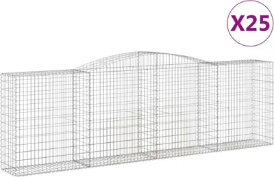 Productafbeelding van vidaXL Gabionen met hoge boog, 25 stuks, 400x50x120/140 cm, verzinkt staal