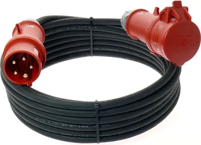 Produktbild von CEE Mennekes Verlängerungskabel wahlw. mit Phasenwender 16A 400V Gummileitung H07RN-F 5x1,5 bis 5x2,5 IP44 außen 5-50m, Querschnitt:5x1.5mm², Phasenwender:ja, Länge:30m