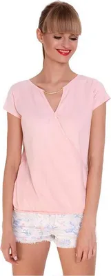 Produktbild von Damen Longshirt Tunika T-Shirt Sommer Shirt V-Ausschnitt; Puderrosa/S/M 36/38