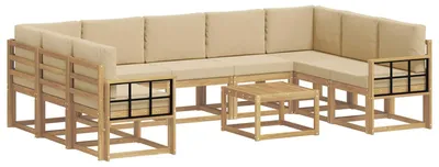 Produktbild von vidaXL Outdoor-Sofagarnitur 10 pcs Weiß und Beige 59 x 59 x 37 cm