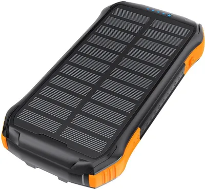 Produktbild von Choetech B659 Solar-Powerbank mit induktivem Laden 2x USB 10000mAh Qi 5W (schwarz-orange)