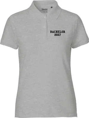 Produktbild von Huuraa Damen Polo Shirt Bachelor 2027 Abschluss XL Sport Grey Bio Baumwolle Fairtrade Poloshirt Geschenkidee