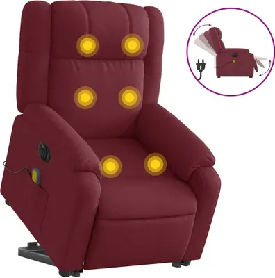 Produktbild von vidaXL Elektrischer Massagesessel mit Aufstehhilfe Weinrot Stoff