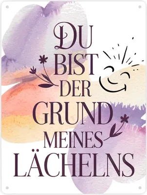 Produktbild von Grund meines Lächelns Metallschild XXL in 28x38 cm Blumen Aquarell