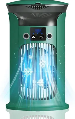 Produktbild von USB Mini Luftkühler, Tragbarer Verdunstungskühler mit 880 ml Wassertank, 3 Windstufen, Sprühfunktion, leise, LED Nachtlicht für Schreibtisch, Büro und Zuhause