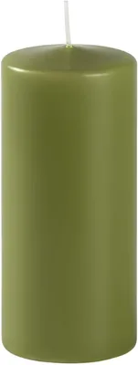 Image de Bougies Risthò, couleur vert olive, diamètre 5 cm, hauteur 12 cm, lot de 9