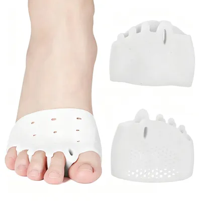 Produktbild von Zehenspreizer Hallux Valgus Korrektur Vorfußpolster Zehentrenner Hammerzehen Ballenzehen Schutz für Damen und Herren Einlagen gegen Fußschmerzen Weiss
