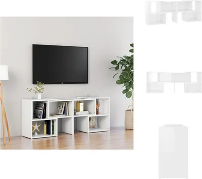Image de vidaXL Armoire TV Blanc brillant 104x30x52cm Bois composite - Meuble TV
